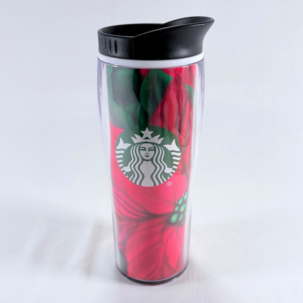 Starbucks 2020 Christmas Holiday Poinsettia Siren Logo Travel Tumbler